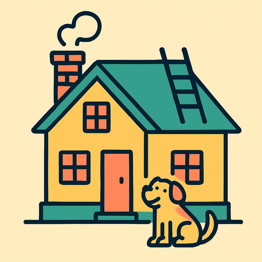 Drawing of a house with a chimney